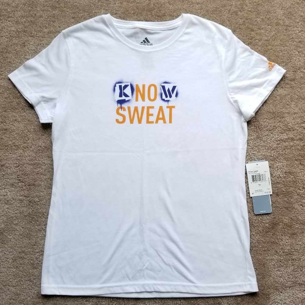 New Women's Adidas white graphic tee